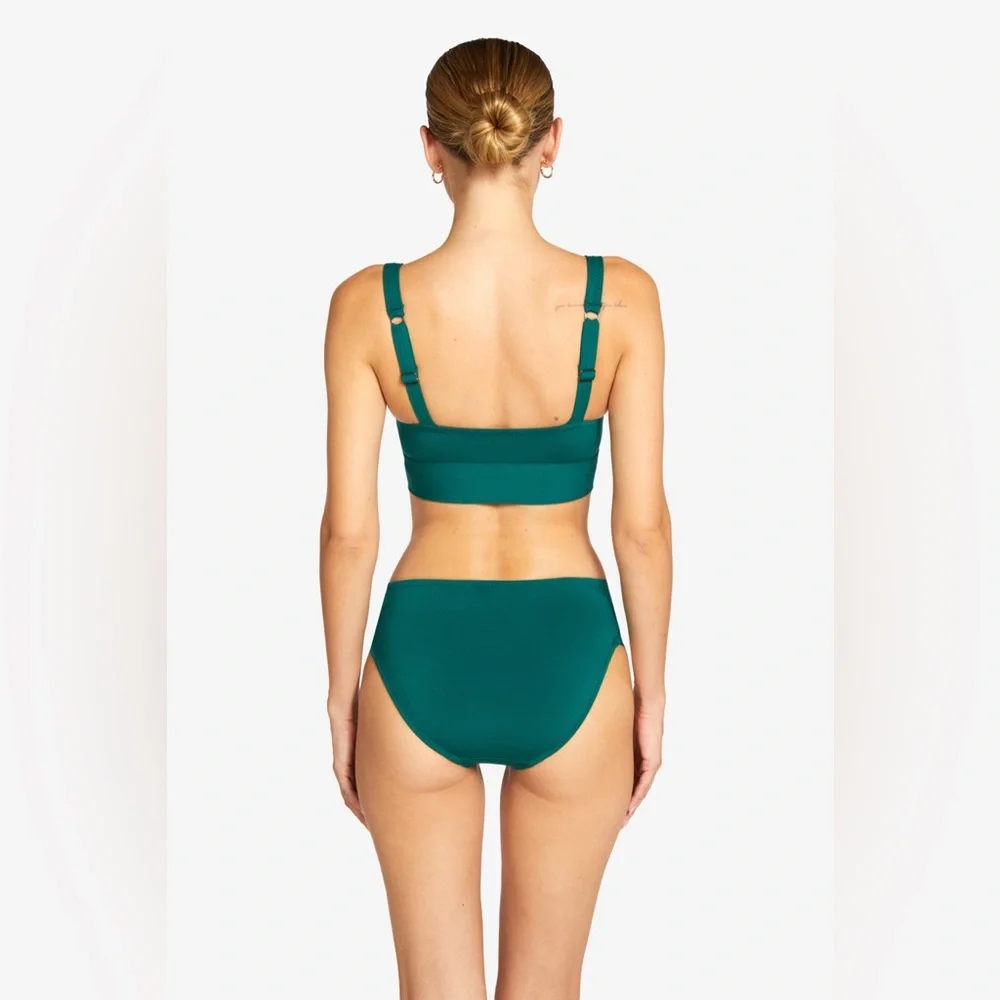 NWT Robin Piccone Ava Twist Mid-Rise Twist Bikini Bottom, Size Large, Sage Color - Picture 7 of 7